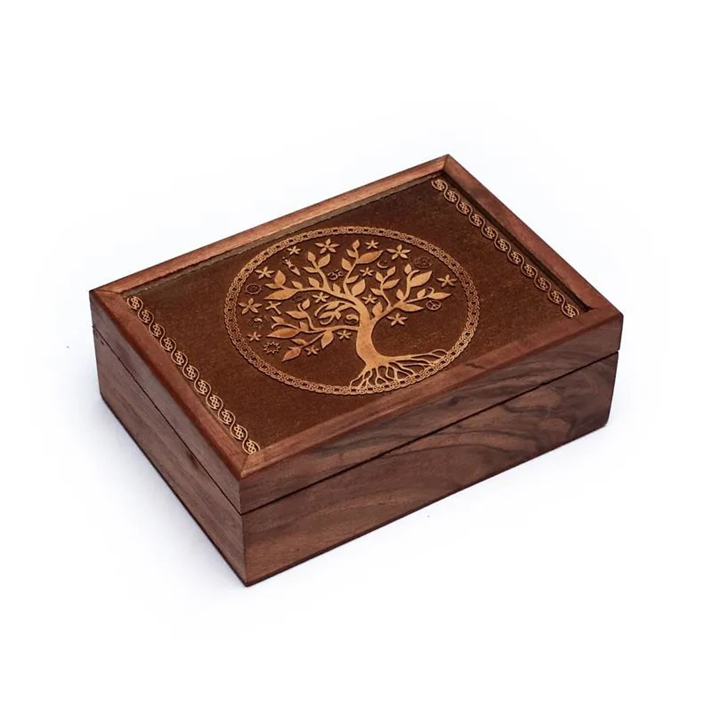 Boite à tarots en bois Arbre de Vie | 17.5x13x6.5 cm