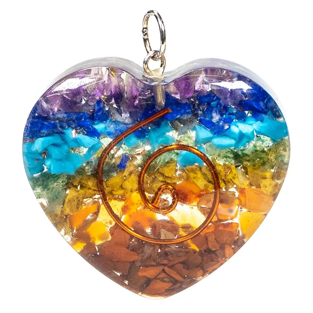 Orgonite pendentif en forme de coeur multicouleur | 4x4.2 cm