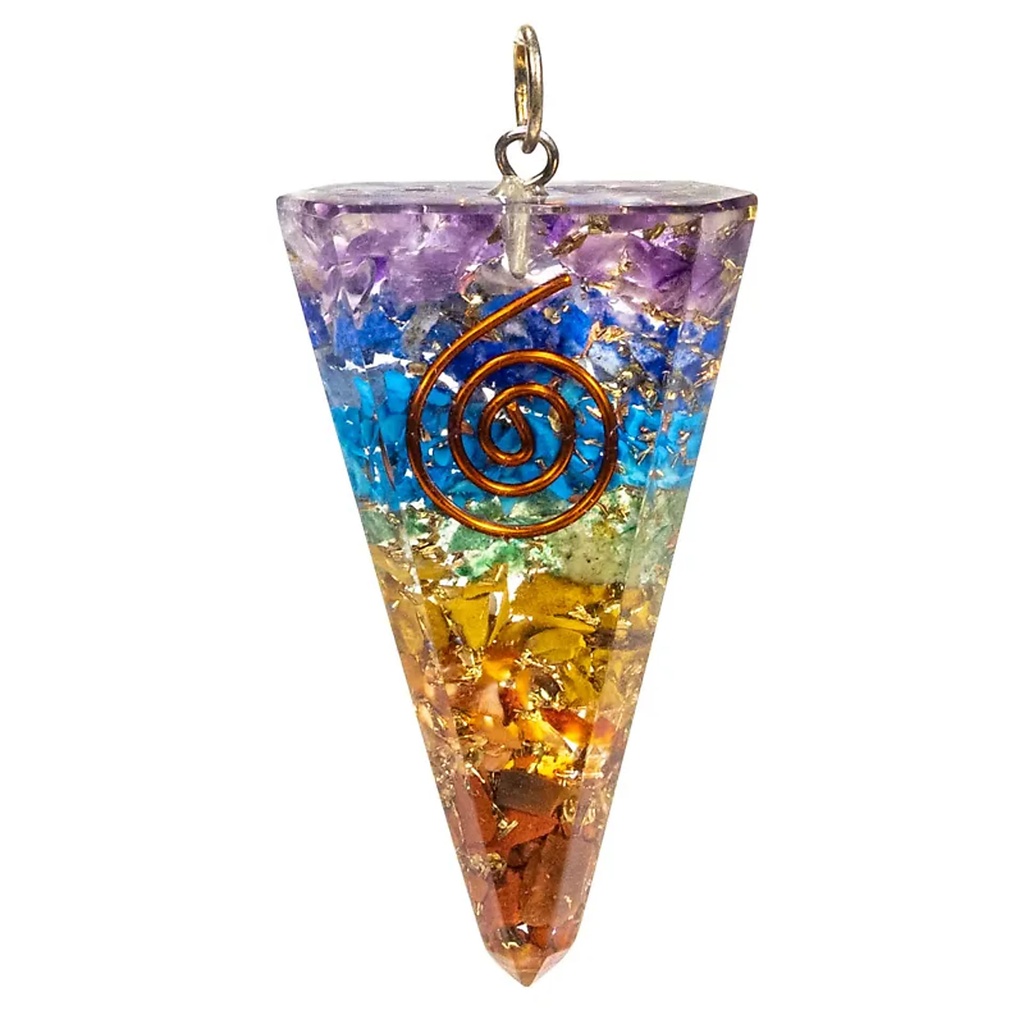 Orgonite pendentif conique multicouleur | 5 cm