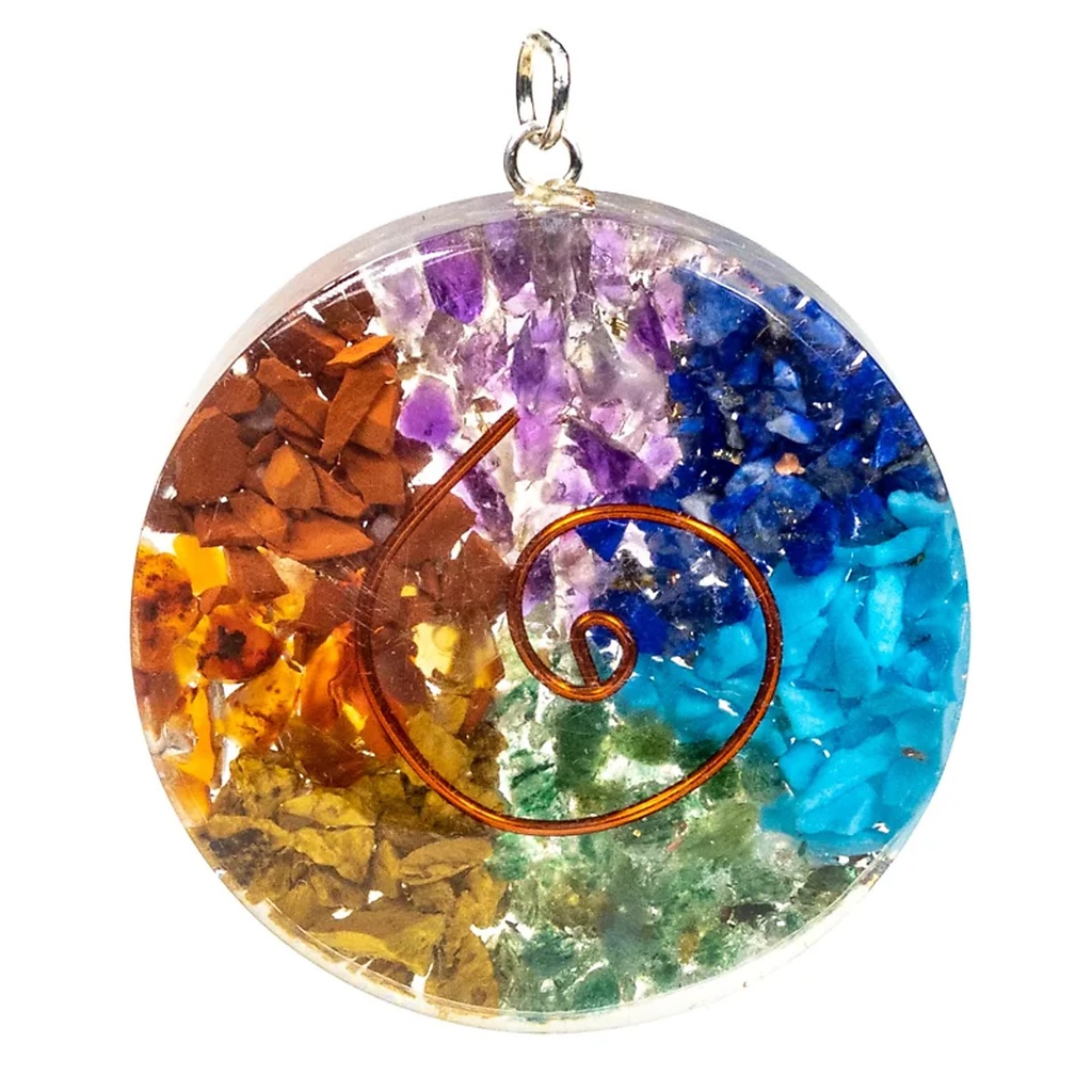 [8719075391877] Orgonite pendentif rond multicouleur | 4 cm
