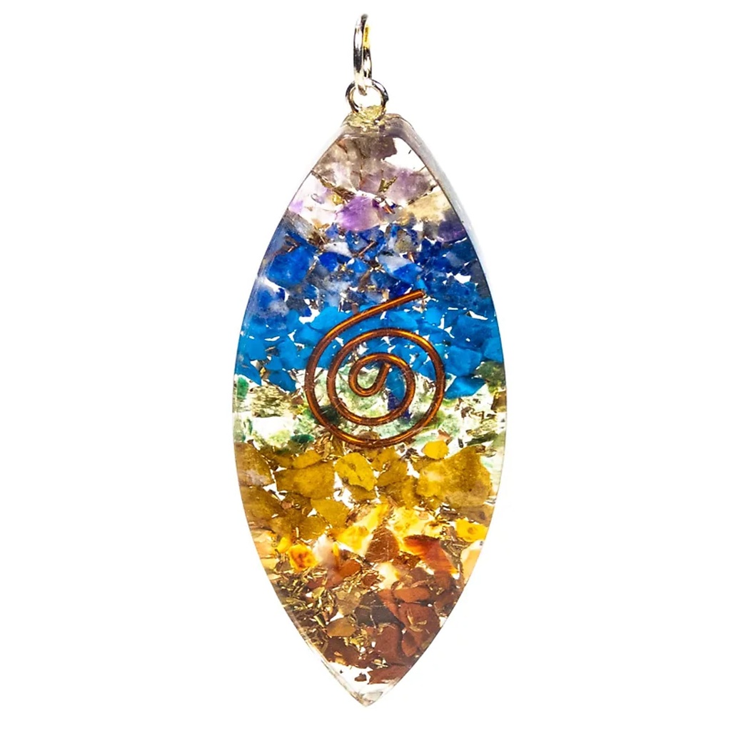 Orgonite pendentif oval multicouleur | 5 cm