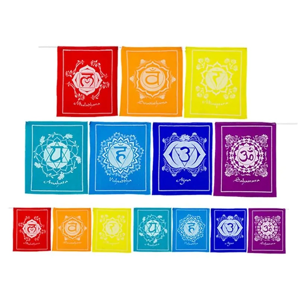 Drapeaux de prière Chakra | 21x21 cm