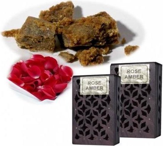 Encens Résine - Rose Ambre + diffuseur en bois -- 6x4 cm