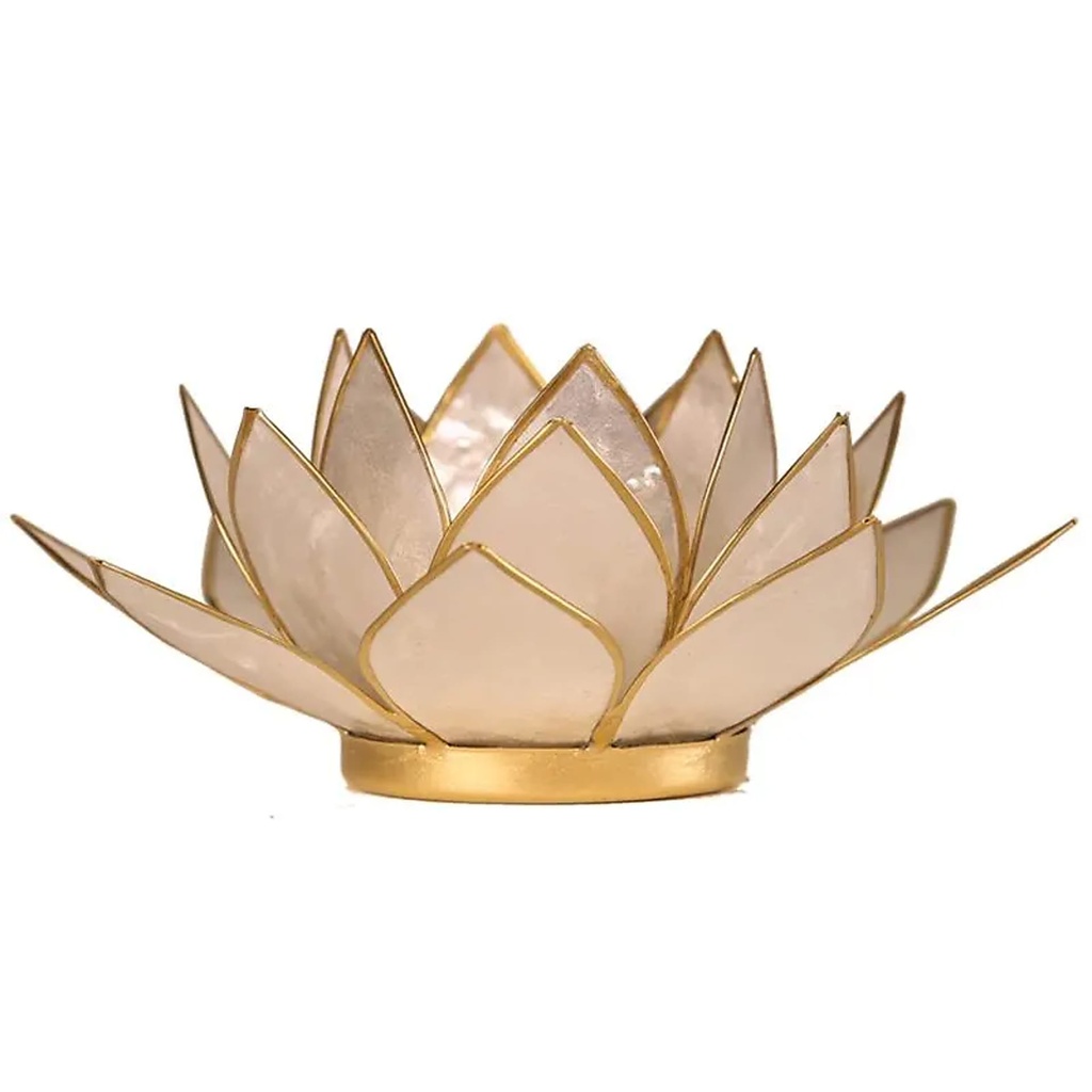 Eclairage d’ambiance Lotus perle bords or | 13.5 cm