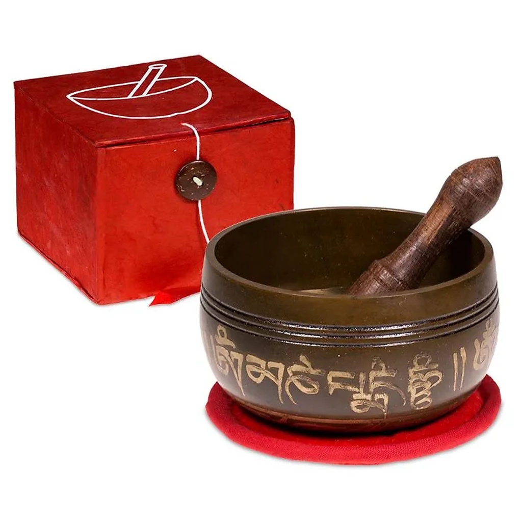Bol chantant Om SET cadeau rouge | 180 g; 8 cm