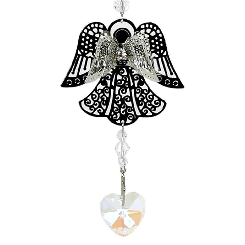 Cristal - Ange + petit Coeur de cristal - long | 37 cm