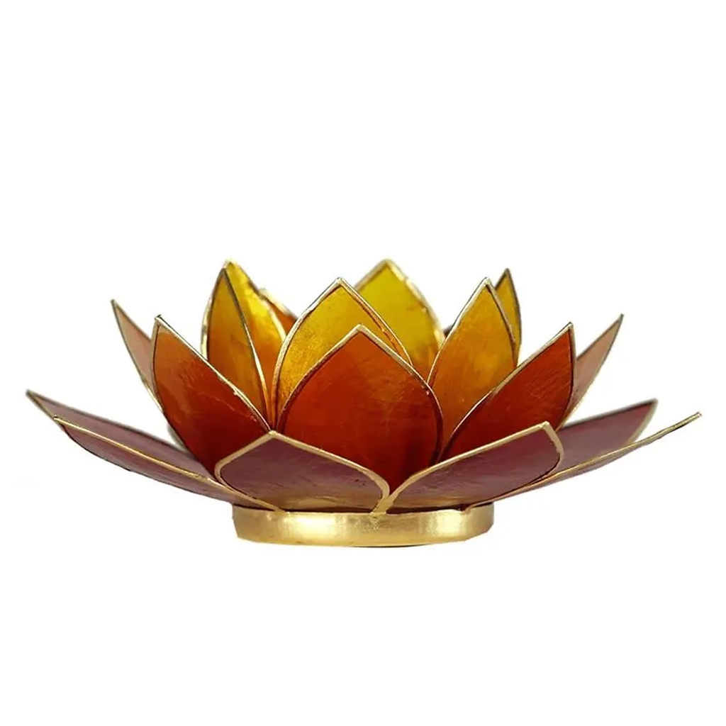 Eclairage Lotus 3 couleurs bordure dorée | 13.5 cm