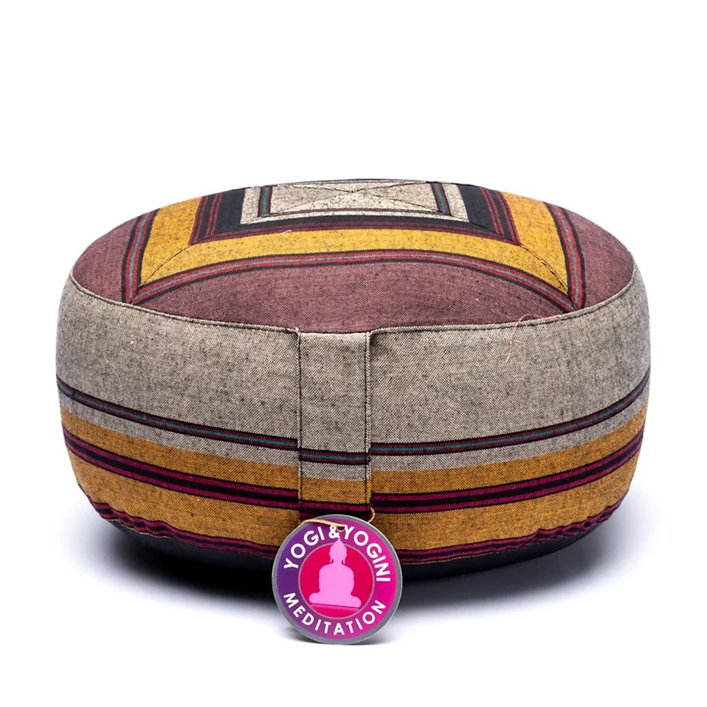 [8719172831641] Coussin de méditation gris/jaune | 33x17 cm