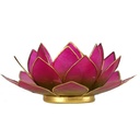 Bougeoir Lotus vert-rose bord or | 13.5 cm