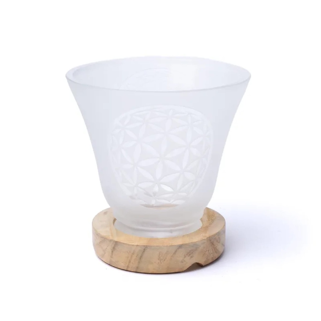 Lampe gemme fleur de vie avec câble et LED | 12x12cm