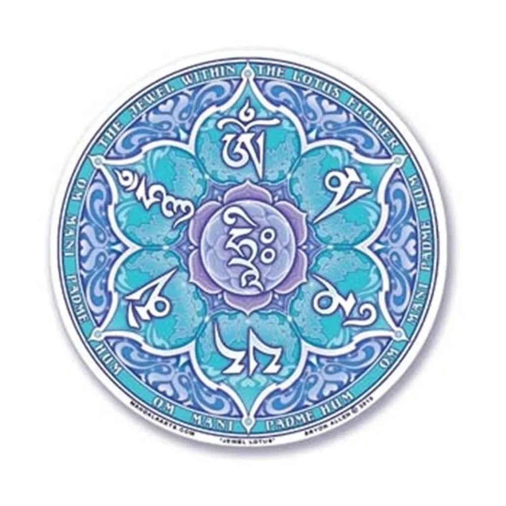 Adhésif verre/fenêtre Om Mani Peme Hum -- 10.5 cm