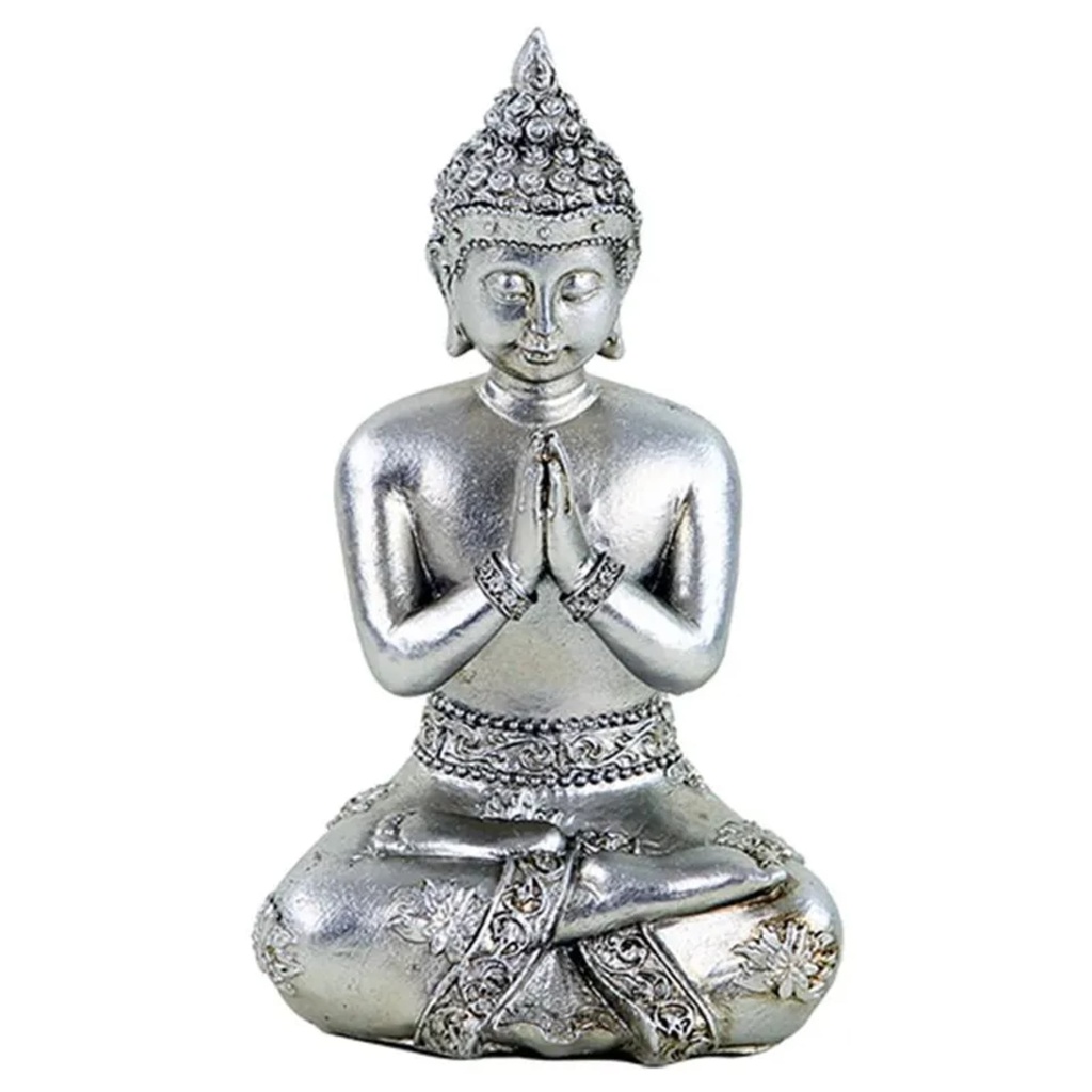 Bouddha priant couleur argent Thaïlande -- 105g;7.5x5x11.5cm