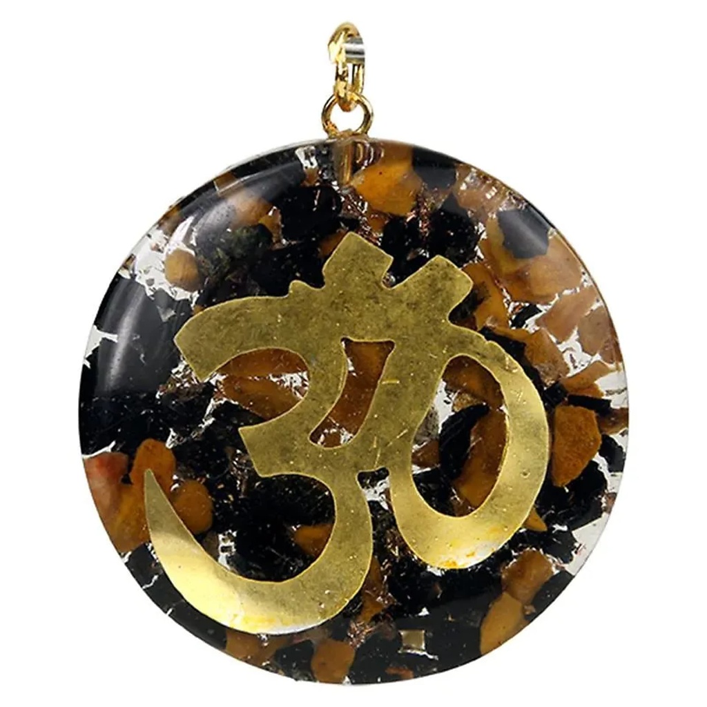 Orgonite pendentif OHM tourmaline & jaspe | 4 cm