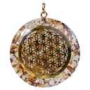 Orgonite pendentif Fleur de Vie citrine | 4 cm