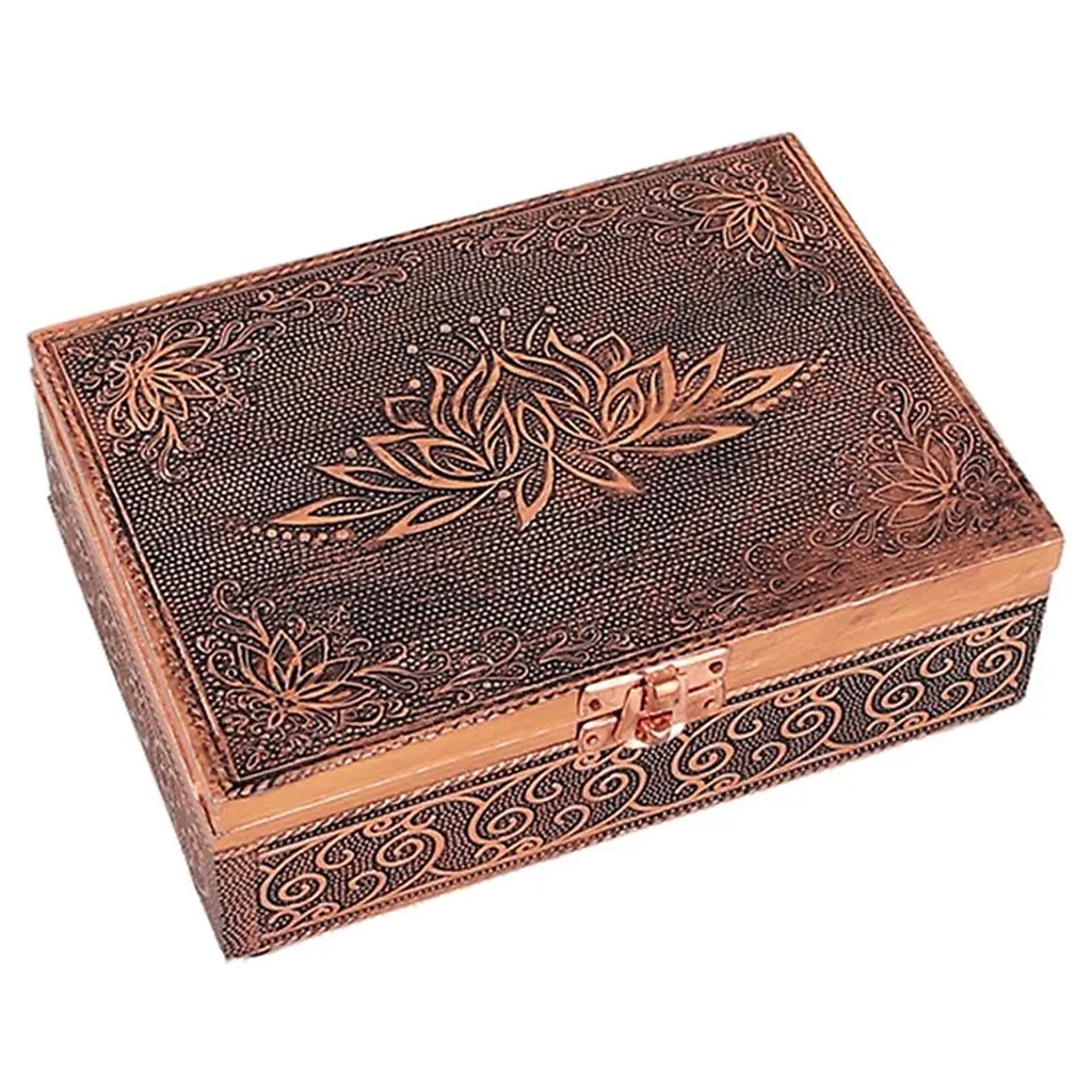 Boite de Tarots Lotus couleur cuivre | 18x13x6 cm