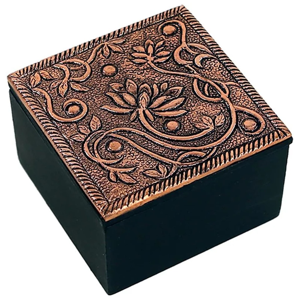 [8719172834222] Boite à bijoux Lotus couleur cuivre | 6x6x4 cm