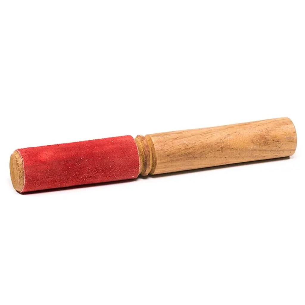 Bâton bois bol chantant - peau de chamois rouge | ±90g; ±19x3cm