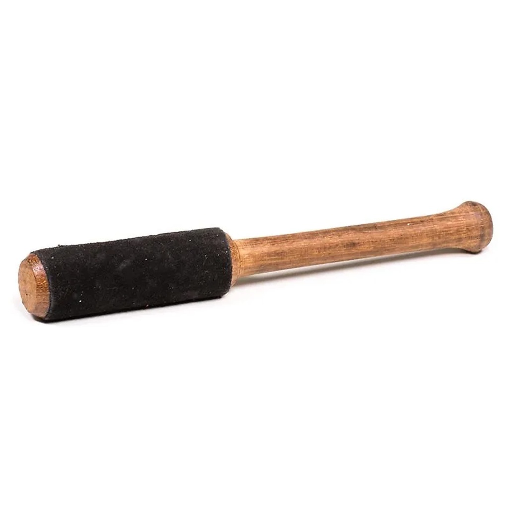 [8719172834765] Bâton bois pour bol chantant - peau de chamois noir | ±25g; ±15x2cm