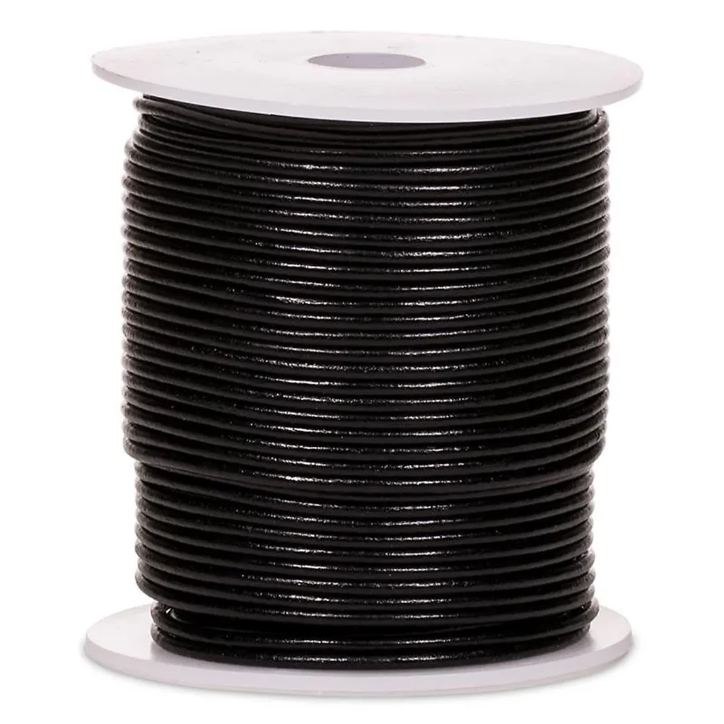 Cordon de cuir noir 50 mètres | 0,2 cm