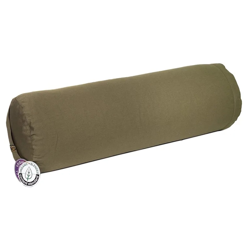 Bolster Yoga vert olive coton BIO (OCS) | 60x16cm; ±2300 g