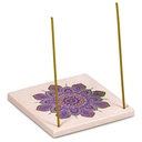 Brule encens en grès fleur mandala | 10x10 cm