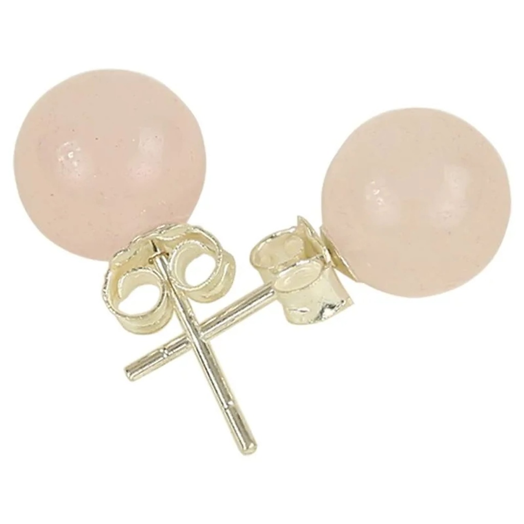 Boucles d’oreilles quartz rose clous argent 925 | 0.8 cm