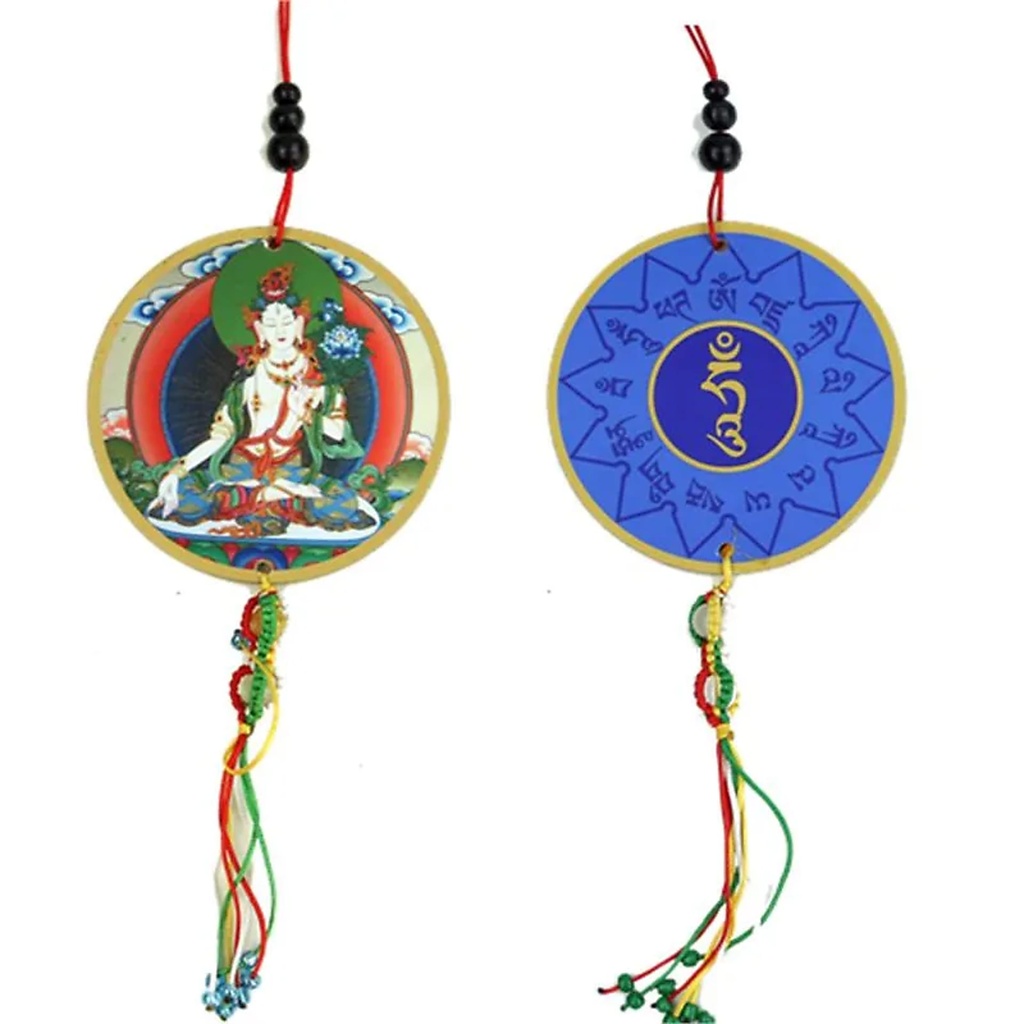 Pendentif voiture ou fenêtre Tara blanche & dorje | 8x36 c