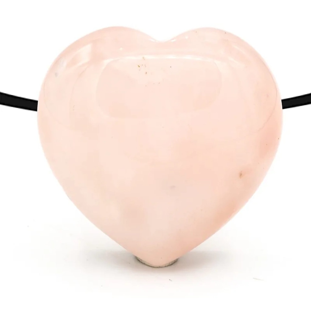 Pendentif en forme de coeur en Quartz rose foré | 2.5 cm