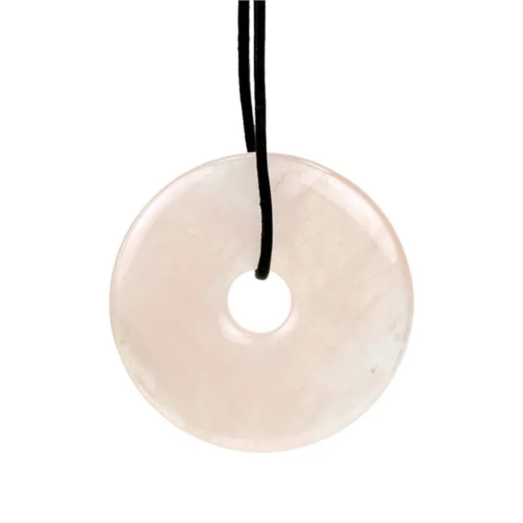 Pendentif Donut quartz rose sans cordon | 4.0 cm