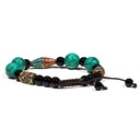 Bracelet turquoise corail et agate noir ajustable | ±7cm