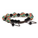 Bracelet turquoise corail et agate noir ajustable | ±7cm