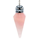 Pendule Quartz rose facetté en pointe orné perle | 5.6 cm
