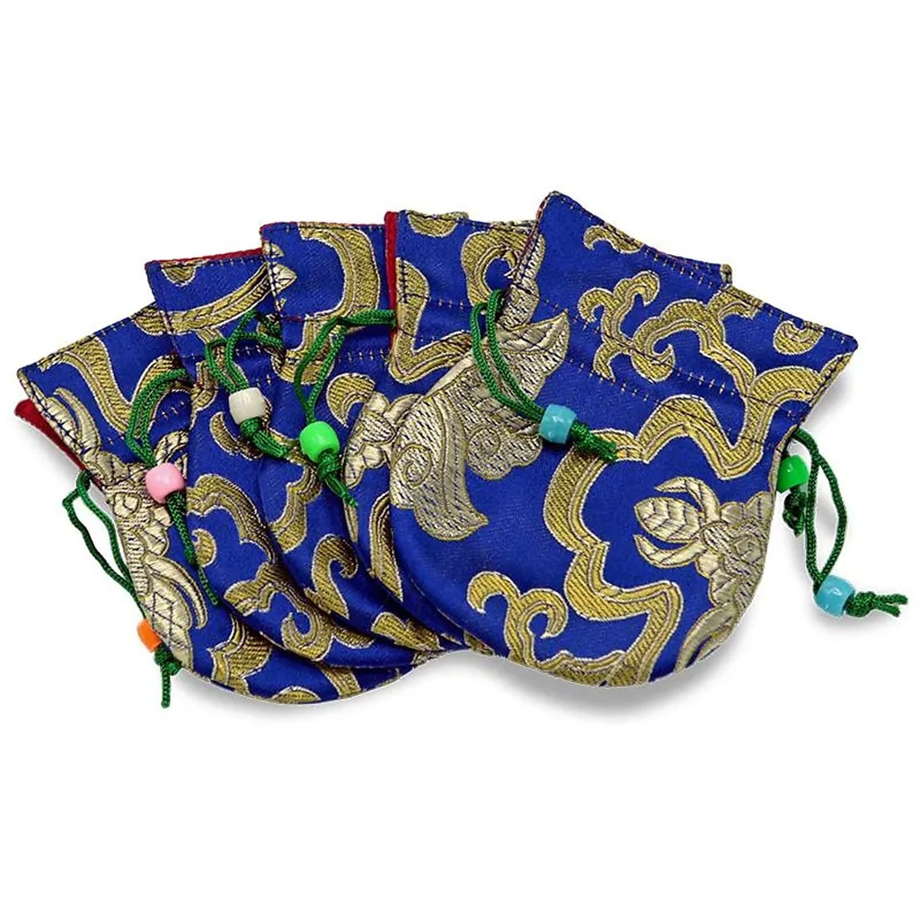 Petit sac de Brocart bleu |10.5x7cm