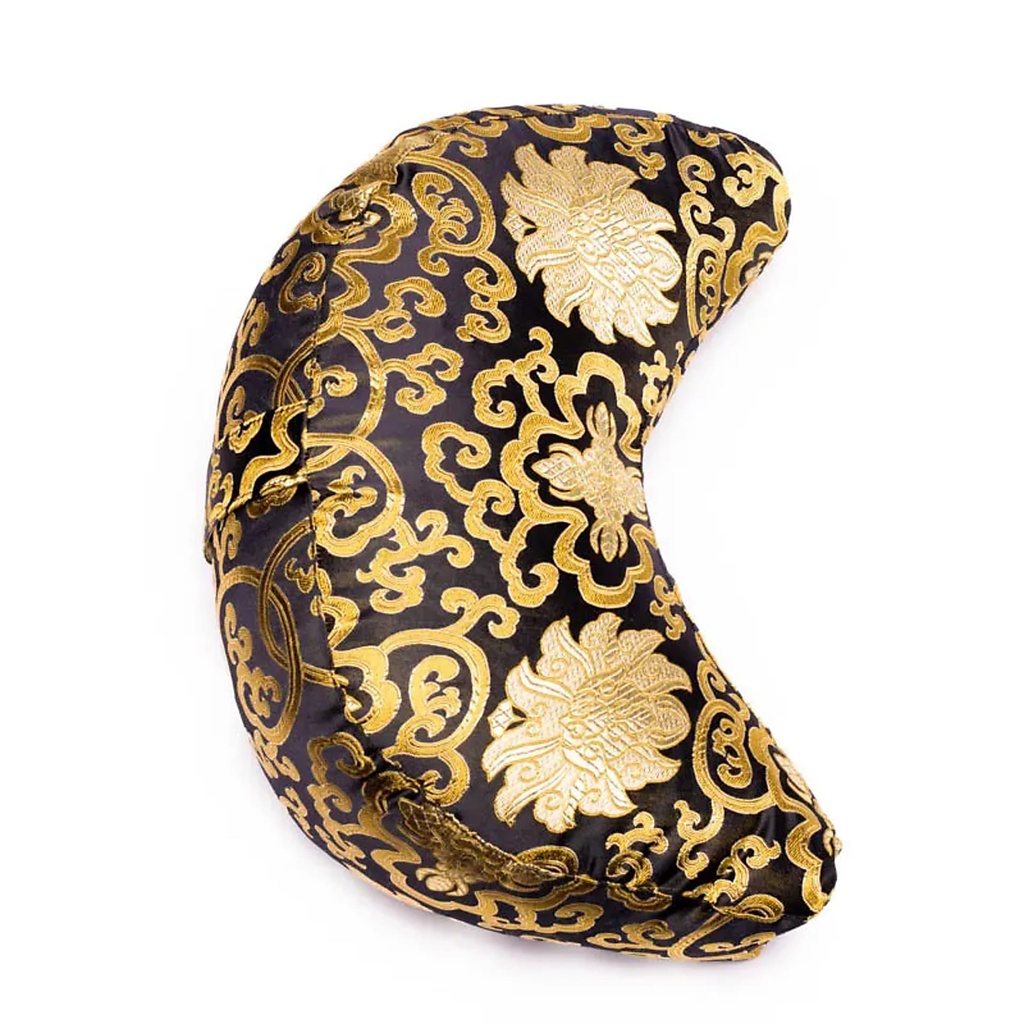[8719172838176] Coussin méditation 1/2 lune brocart noir | ±1008 g; 33x13 cm