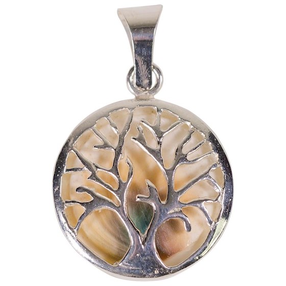 Pendentif Arbre de vie et opercule, argent 925 -- 2.5cm