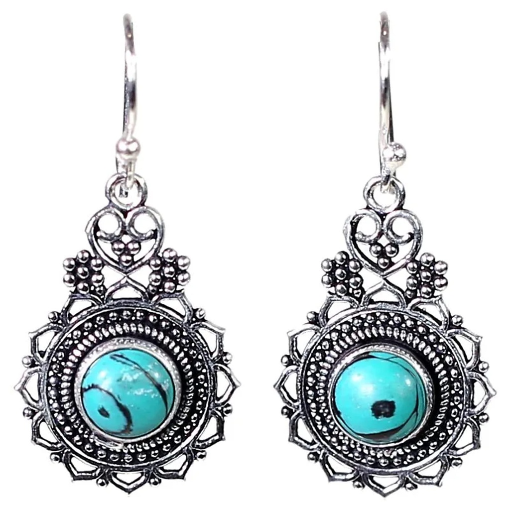 Boucles d'oreilles Bohémiennes laiton couleur argent | 3 cm