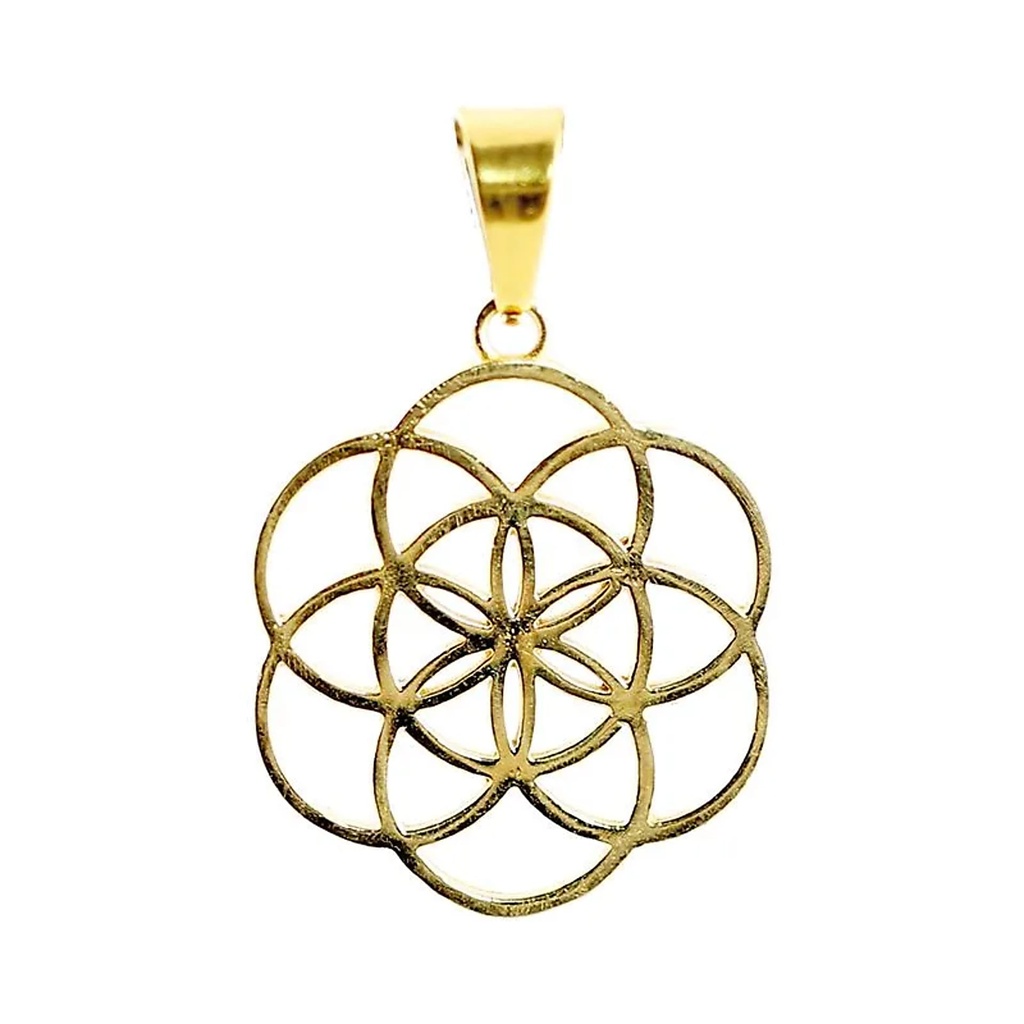 Pendentif fleur de Vie laiton couleur or | 3 cm