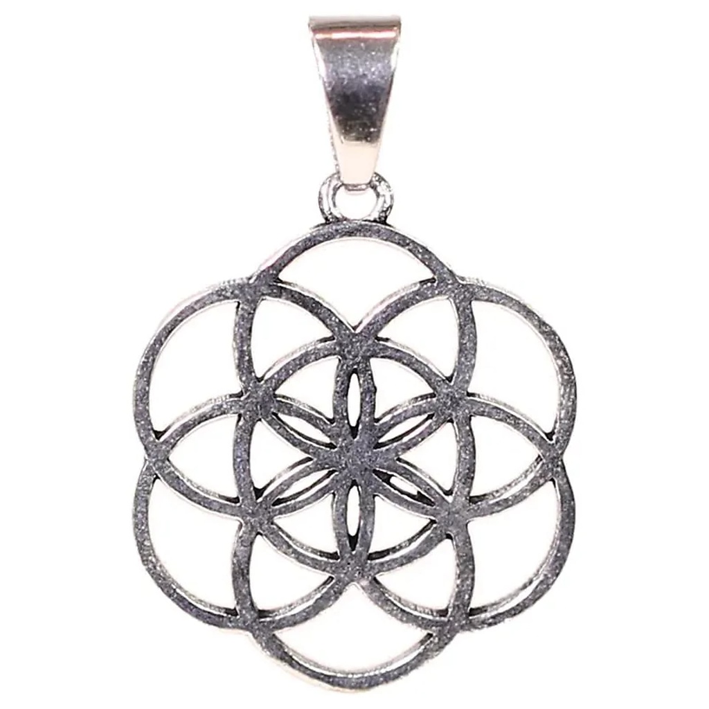 Pendentif fleur de Vie laiton couleur argent | 3 cm