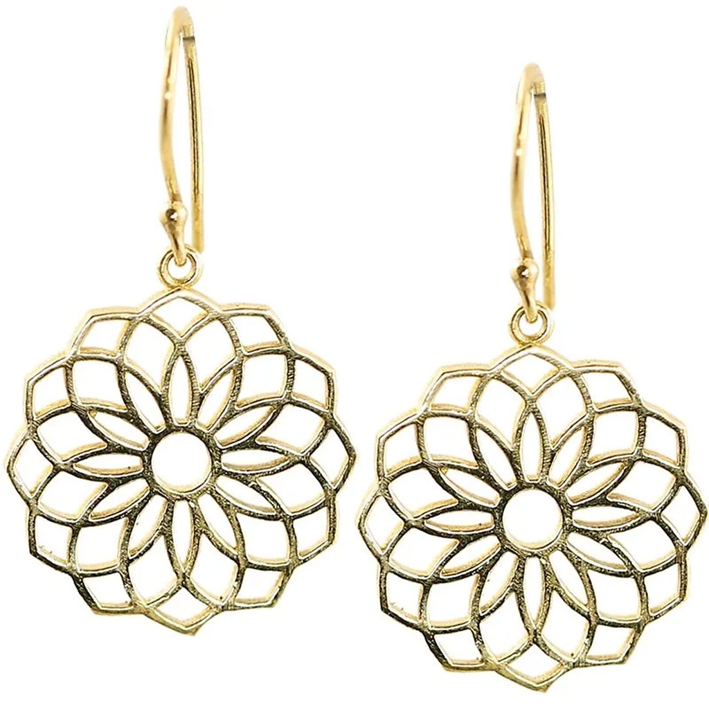 Boucles d'oreilles graines de la vie laiton couleur or | 2.5 cm