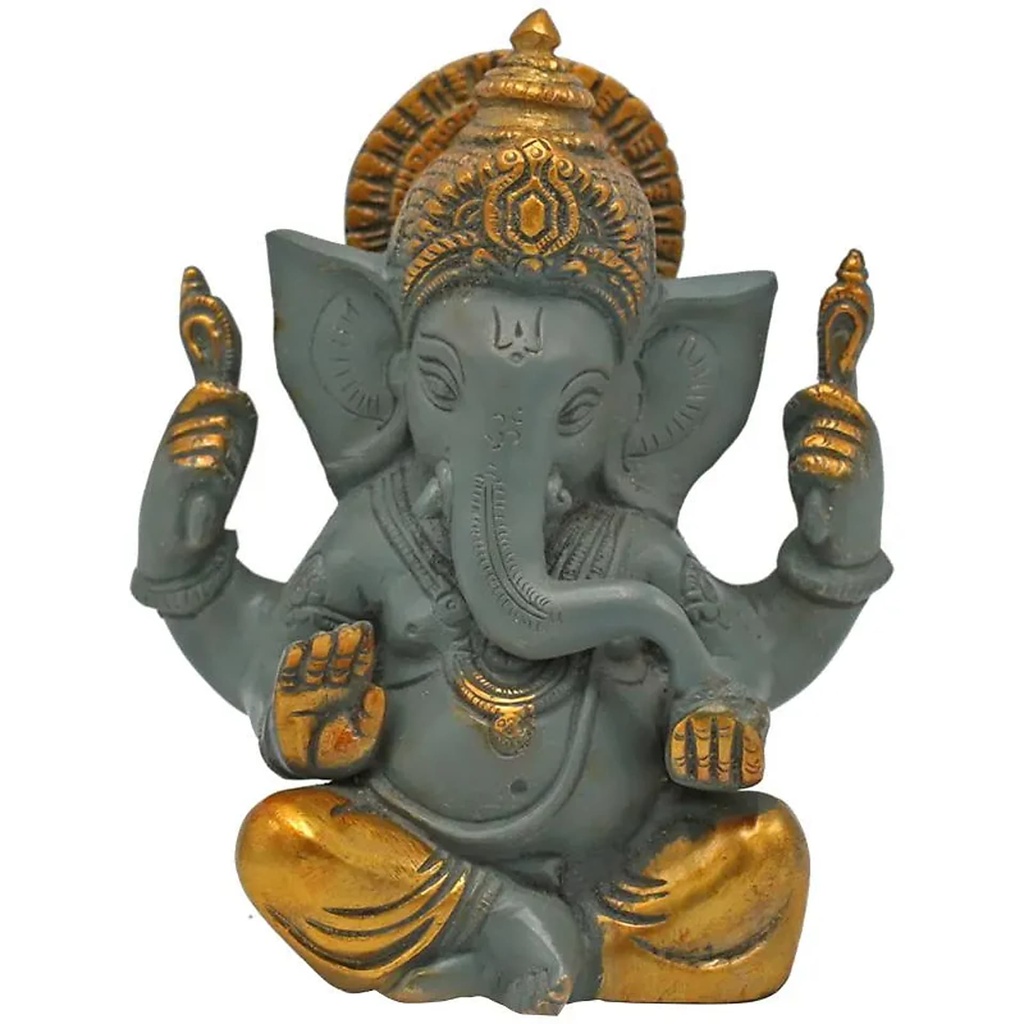 [8719172839517] Ganesh gris bicolore finitions couleur or | 1240 g; 14 cm