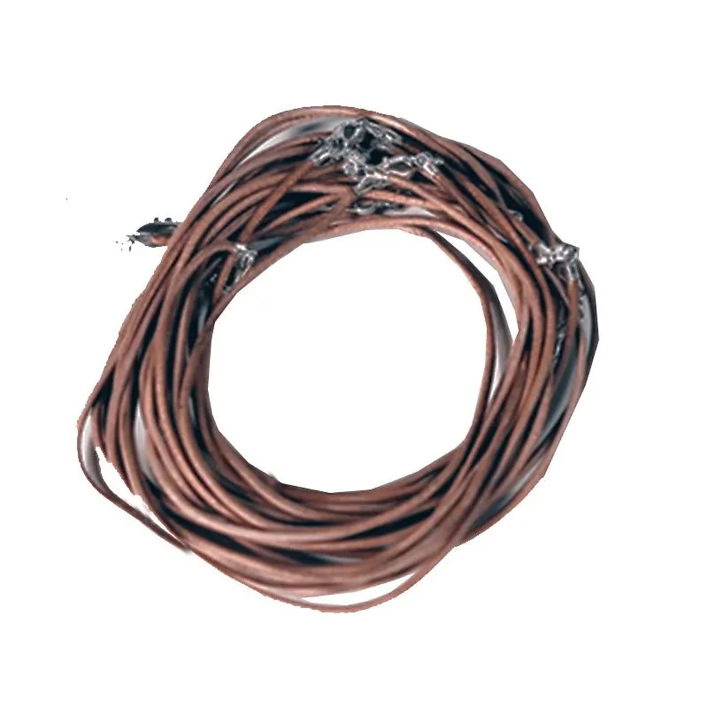 Collier en cuir avec fermoir à homard marron clair | 45 cm