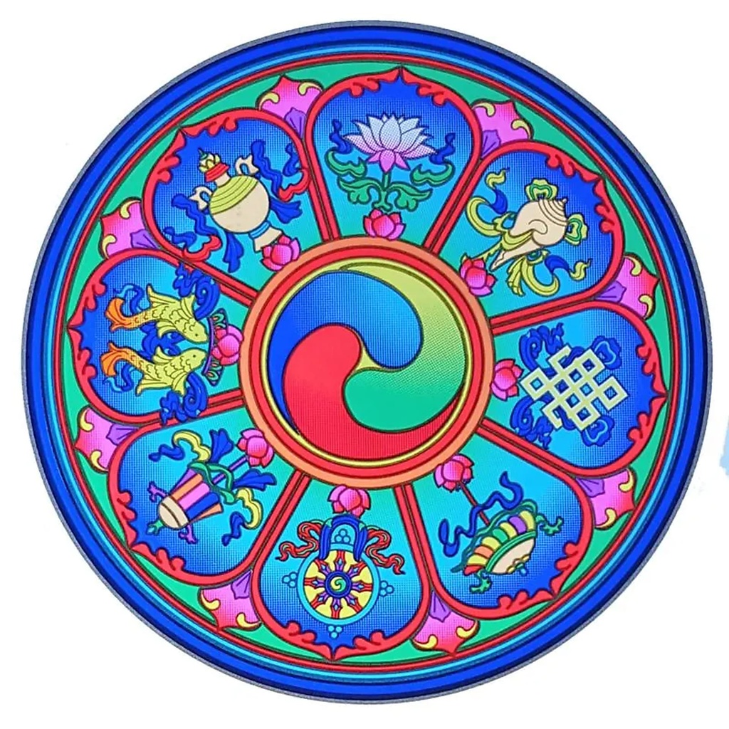 Adhésif fenêtre  “Tibetan Auspicious Symbols” | 14 cm