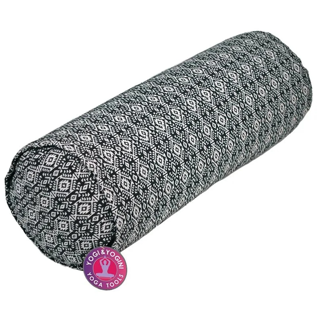 Bolster de Yoga noir et blanc cylindrique | 60x16 cm; ±2300 g