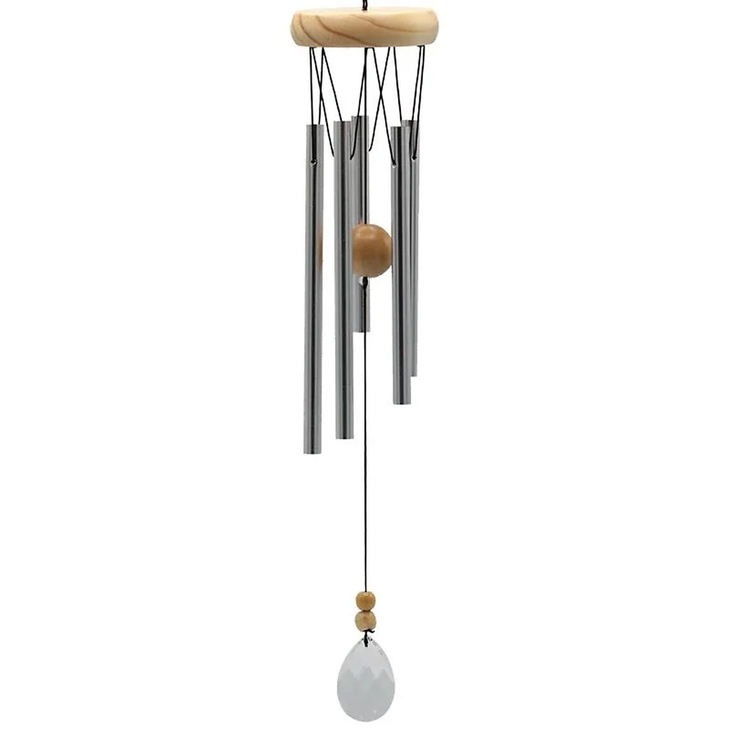Carillon à vent à cinq tubes capteur vent cristal | 48cm