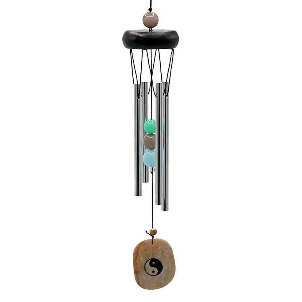 Carillon à vent 4 tubes capteur vent Yin Yang | 35 cm