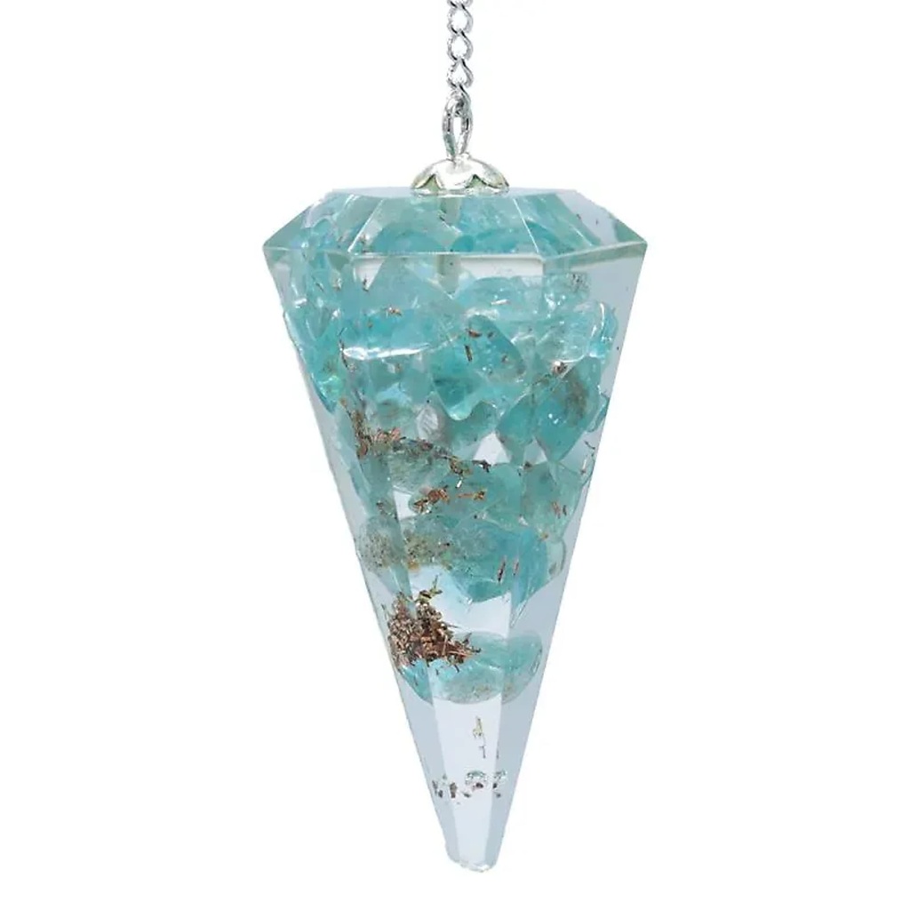 Orgonite Pendule Apatite pointe à facette | 11 g; 4 cm