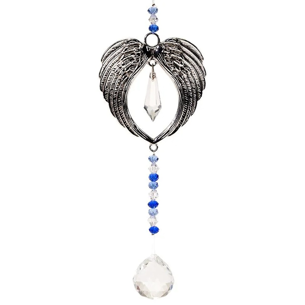 Ailes d'ange Décorations Feng shui avec sphère en cristal| 22 cm
