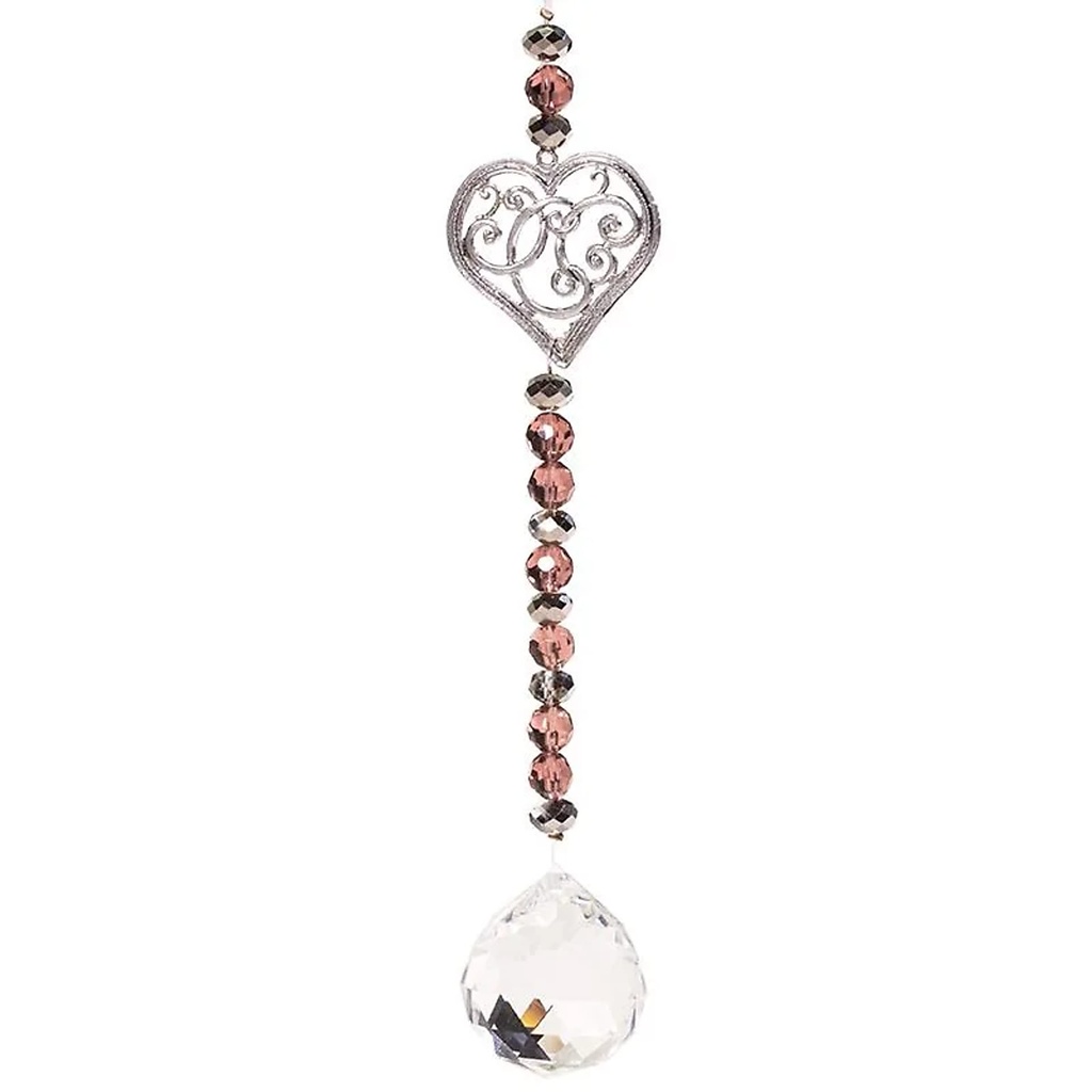 Décoration Feng Shui coeur et sphère de cristal | 16 cm