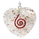 Orgonite pendentif Selenite forme de coeur | 3.5 cm