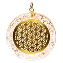Orgonite pendentif Selenite fleur de Vie | 4 cm